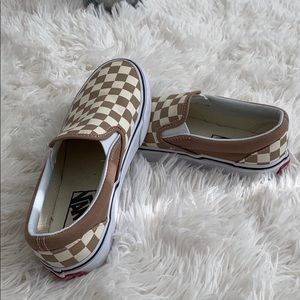 Brown/Tan and off white Vans